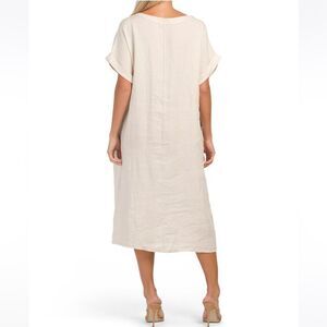 Bella Ambra Elegant Cream Linen Shift Dress